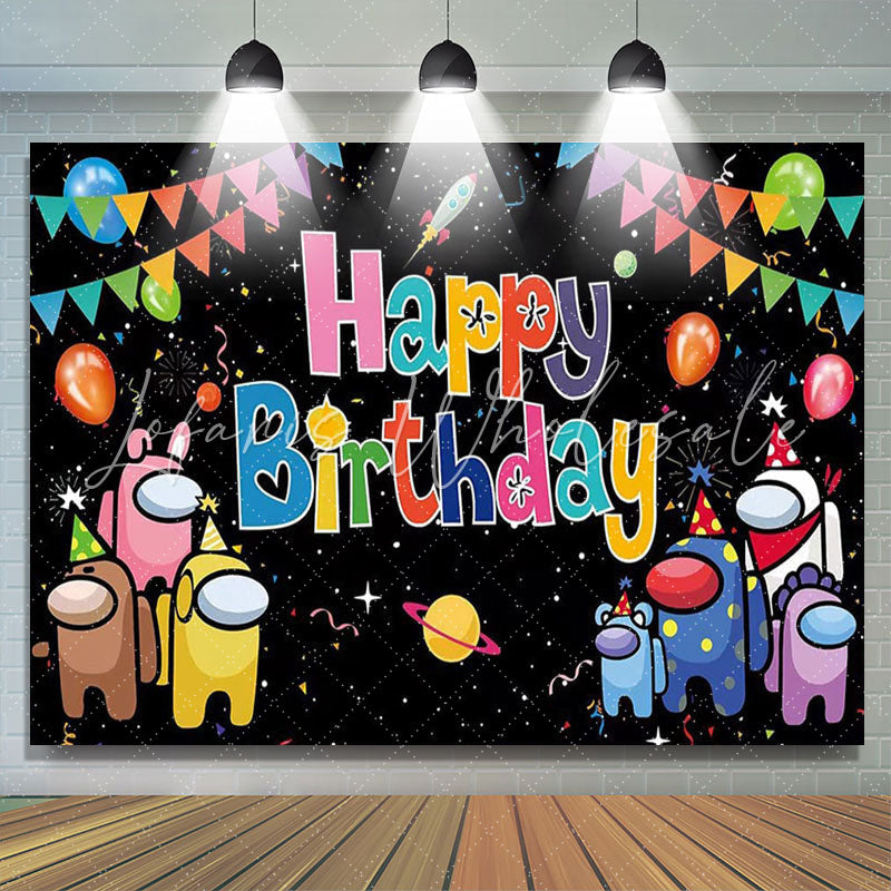 Lofaris Game Theme Character Galaxy Happy Birthday Backdrop