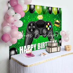 Lofaris Gamepad Balloon Green Circuit Board Birthday Backdrop