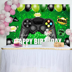 Lofaris Gamepad Balloon Green Circuit Board Birthday Backdrop