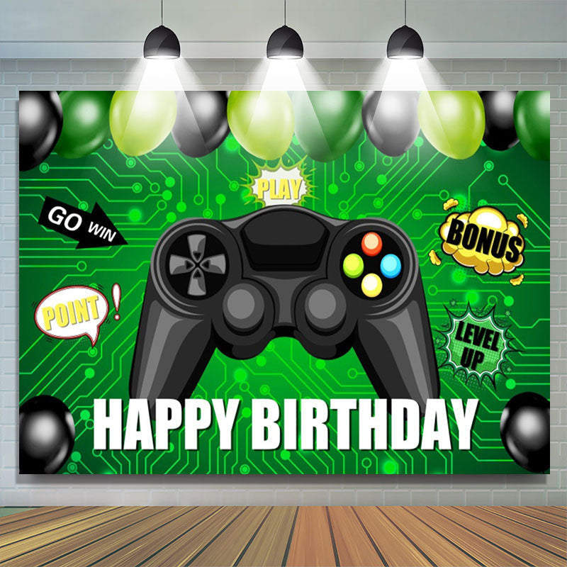 Lofaris Gamepad Balloon Green Circuit Board Birthday Backdrop