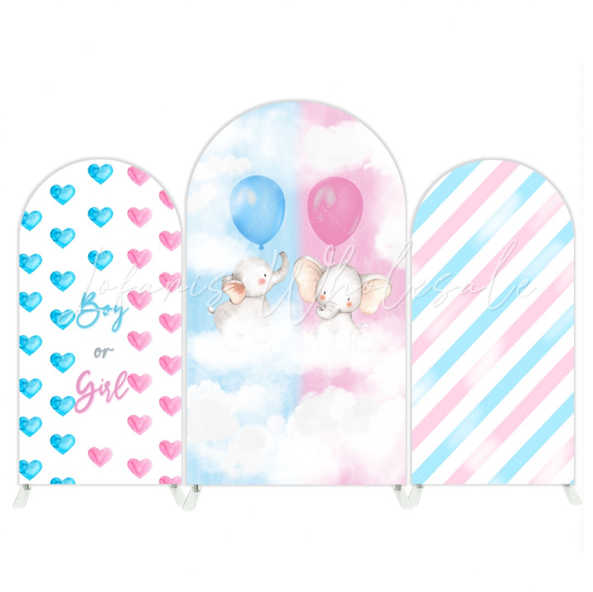 Baby Elephant Gender Reveal Party Arch Backdrop Wall Cloth Cover