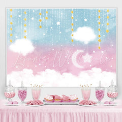 Lofaris Pink Star Moon Clouds Party Baby Shower Backdrop