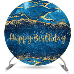 Lofaris Gilt Abstract Texture Blue Circle Birthday Backdrop