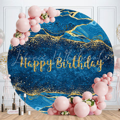 Lofaris Gilt Abstract Texture Blue Circle Birthday Backdrop