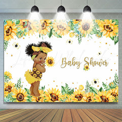 Lofaris Girl Baby Shower Sunflowers Bee Glitter Party Backdrop