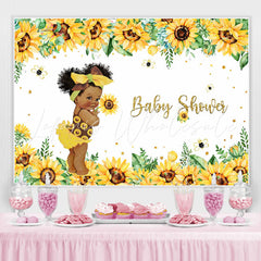 Lofaris Girl Baby Shower Sunflowers Bee Glitter Party Backdrop