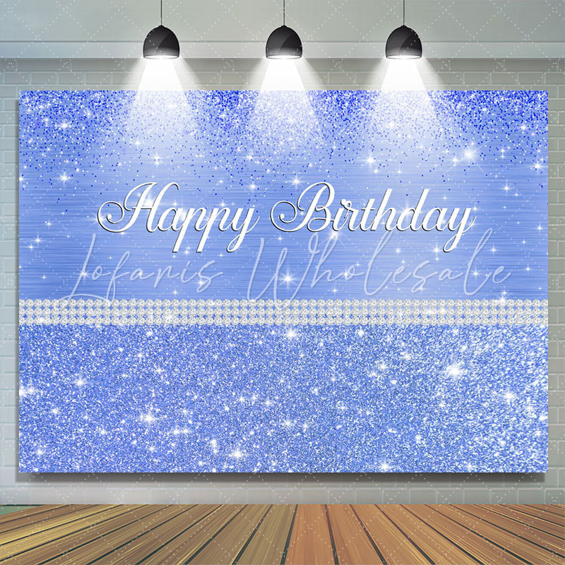 Lofaris Glitter And Bule Dots Pearl Happy Birthday Backdrop