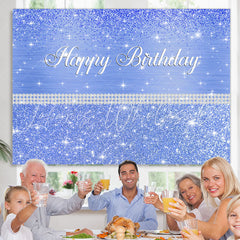 Lofaris Glitter And Bule Dots Pearl Happy Birthday Backdrop