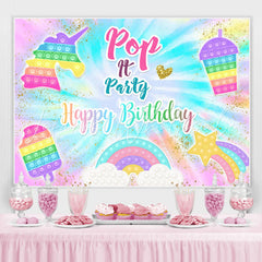 Lofaris POP It Glitter And Colorful Rainbow Birthday Backdrop