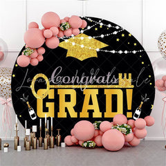 Lofaris Glitter And Golden Cheers Circle Congrategrad Backdrop