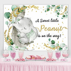 Lofaris Glitter And Green Elephant Themed Baby Shower Backdrop