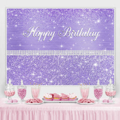 Lofaris Glitter And Purple Dots Pearl Happy Birthday Backdrop