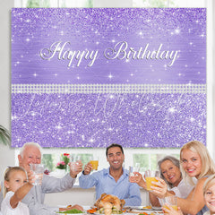 Lofaris Glitter And Purple Dots Pearl Happy Birthday Backdrop