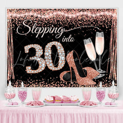 Lofaris Glitter And Rose Golden Happy 30Th Birthday Backdrop