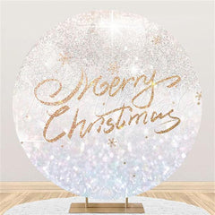 Lofaris Glitter And White Silver Merry Christmas Circle Backdrop