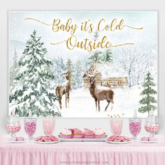 Lofaris Glitter Baby Is Cold Outside Winter Shower Backdrop