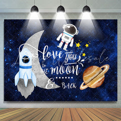 Lofaris Glitter Blue Space Astronaut Theme Birthday Backdrop