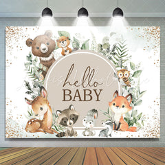 Lofaris Glitter Boho Cute Animals Hello Baby Shower Backdrop