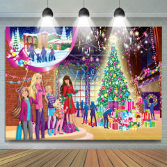 Lofaris Glitter Colored Lights Woman Girl Christmas Backdrop