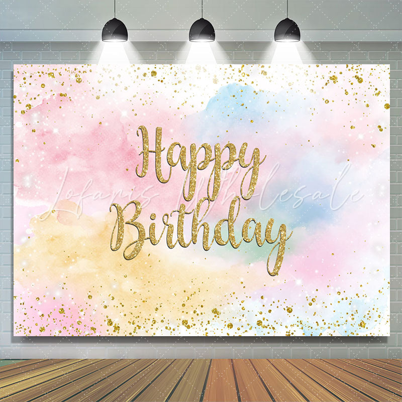 Lofaris Glitter Colorful Sky Cloud Happy Birthday Backdrop