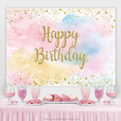 Lofaris Glitter Colorful Sky Cloud Happy Birthday Backdrop