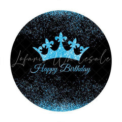 Lofaris Glitter Crown Round Happy Birthday Backdrop For Boy