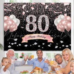 Lofaris Glitter Fiesta Ribbion Happy 80Th Birthday Backdrop