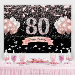 Lofaris Glitter Fiesta Ribbion Happy 80Th Birthday Backdrop