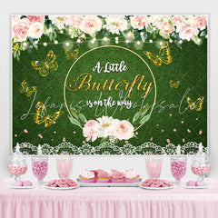 Lofaris Glitter Floral Butterfly Themed Baby Shower Backdrop