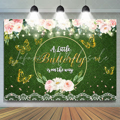 Lofaris Glitter Floral Butterfly Themed Baby Shower Backdrop