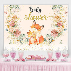 Lofaris Glitter Floral Fox Mom Baby Shower Party Backdrop