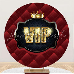 Lofaris Glitter Gloden Vip And Crown Birthday Circle Backdrop