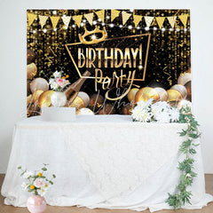 Lofaris Glitter Gold Black Balloon Birthday Party Backdrop