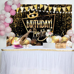 Lofaris Glitter Gold Black Balloon Birthday Party Backdrop