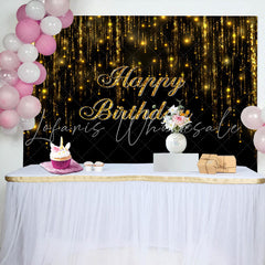 Lofaris Glitter Gold Black Bokeh Simple Birthday Backdrop