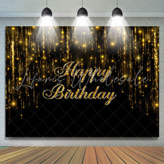 Lofaris Glitter Gold Black Bokeh Simple Birthday Backdrop