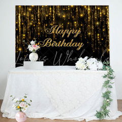 Lofaris Glitter Gold Black Bokeh Simple Birthday Backdrop