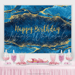 Lofaris Glitter Gold Gradient Blue Happy Birthday Backdrop