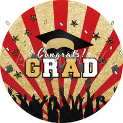 Lofaris Glitter Golden And Red Congrats Grad Round Backdrop