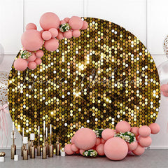 Lofaris Glitter Golden And Shiny Dots Round Birthday Bckdrop