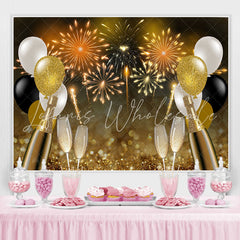 Lofaris Glitter Golden Balloons And Fireworks Bokeh Backdrop