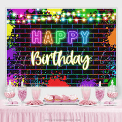 Lofaris Glitter Graffiti On The Wall Happy Birthday Backdrop