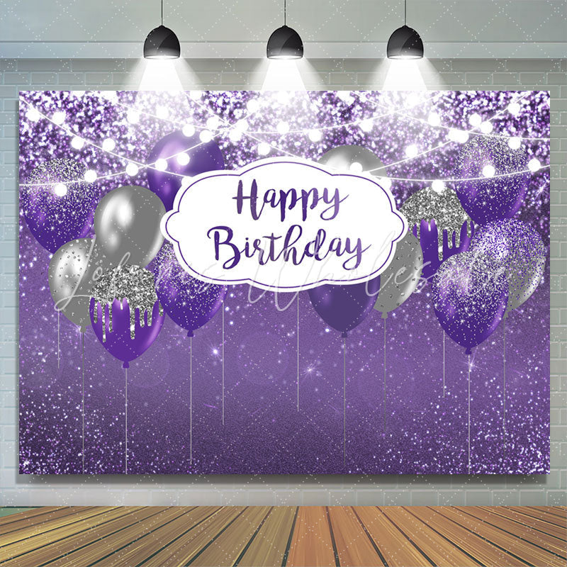 Lofaris Glitter Light Balloon Happy Birthday Backdrop For Female