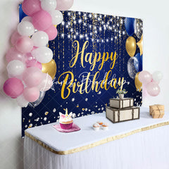 Lofaris Glitter Light Strip Balloon Blue Birthday Backdrop