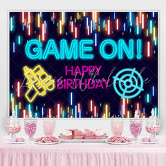 Lofaris Glitter Lights Game On Theme Happy Birthday Backdrop