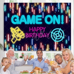 Lofaris Glitter Lights Game On Theme Happy Birthday Backdrop