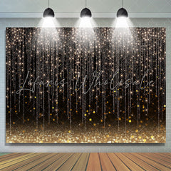 Lofaris Glitter Lines And Black Golden Bokeh Birthday Backdrop