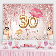 Lofaris Glitter Lips And Champagne Happy 30Th Birthday Backdrop