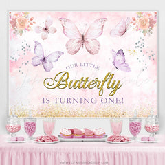 Lofaris Glitter Little Butterfly Girls Baby Shower Backdrop