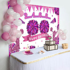 Lofaris Glitter Pink Cheerleading Happy Birthday Backdrop